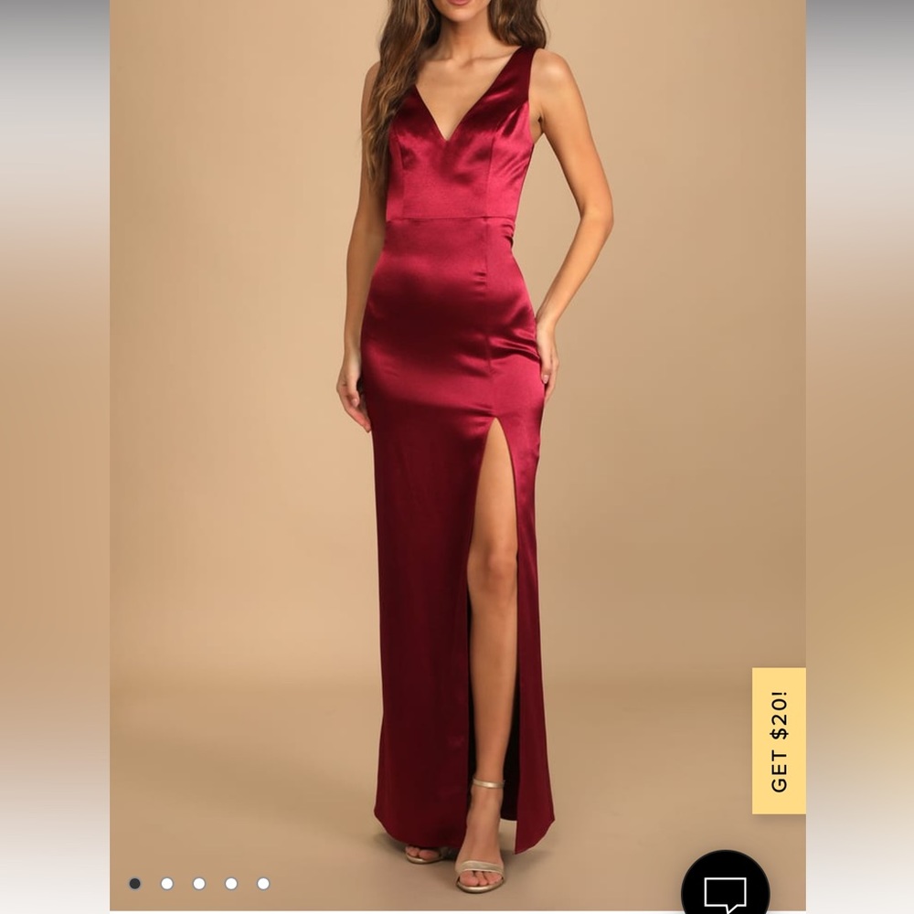 Burgundy Satin Maxi Dress